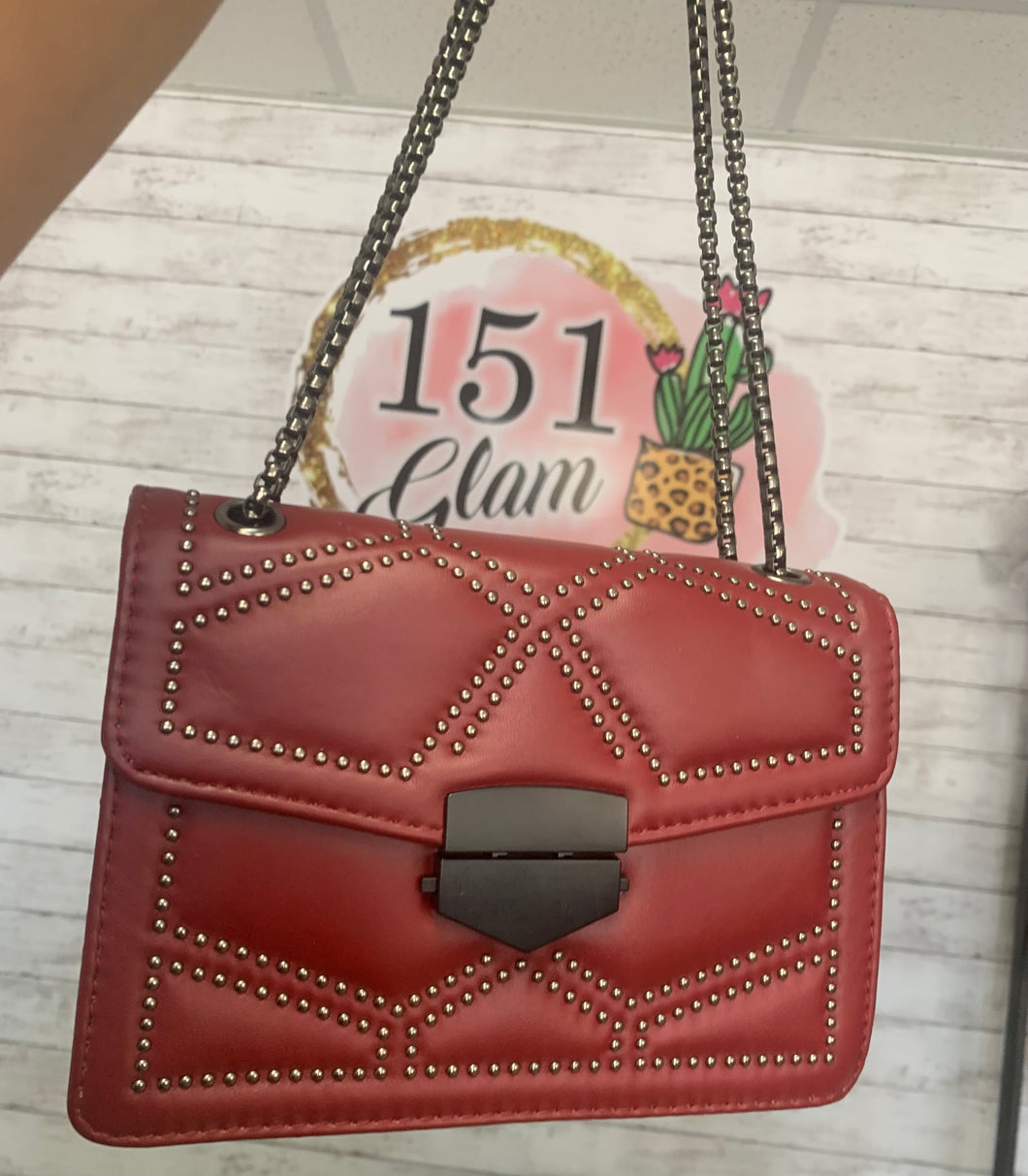 Studded Red Purse